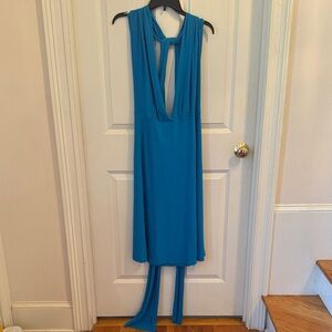 Elegant Blue Sleeveless Dress. A-4